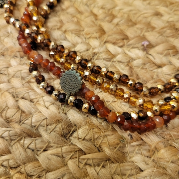 Pretty Cookie Lee necklace with 4 strands in Amber, Bronze and Shiny Gold colors - Picture 7 of 8